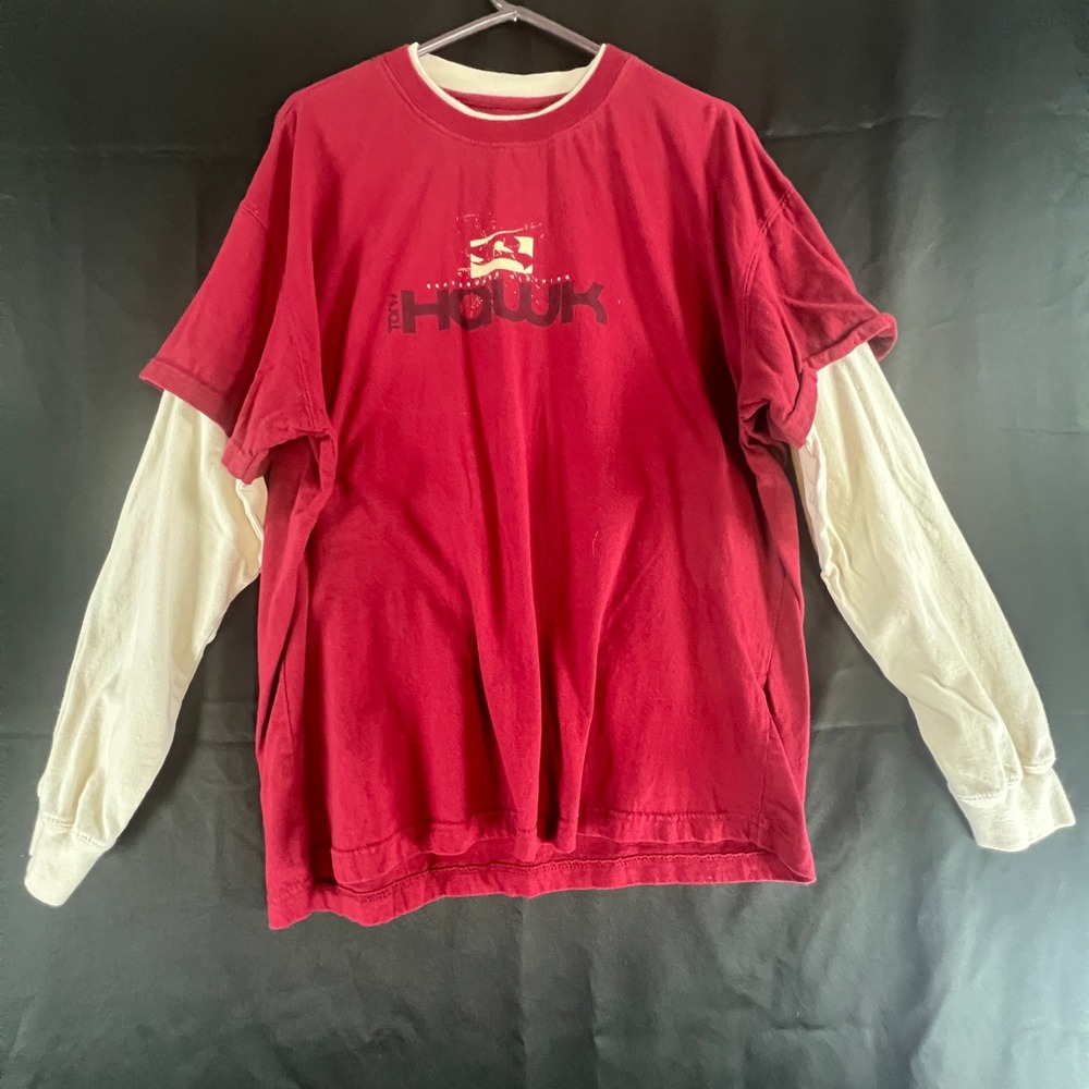 Tony Hawk Skateboard Clothing Mens XL Red Layered Long Sleeve T-Shirt Y2K Skater